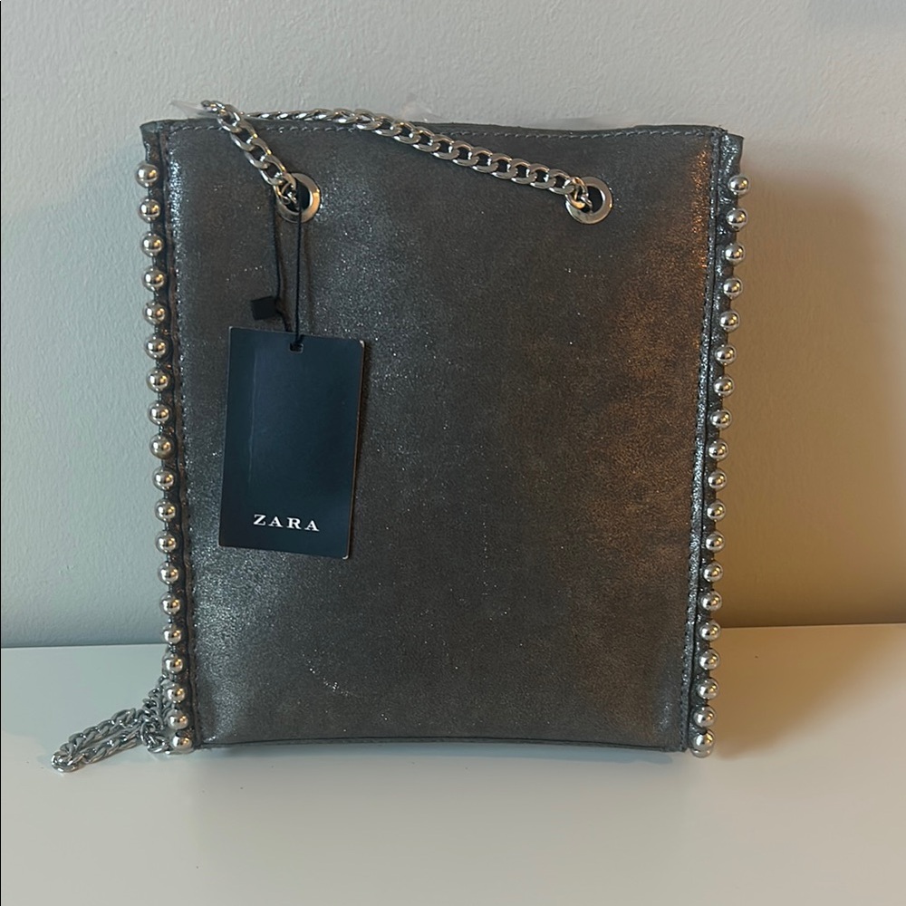 Zara Gray Chain-Embellished Women's Bag